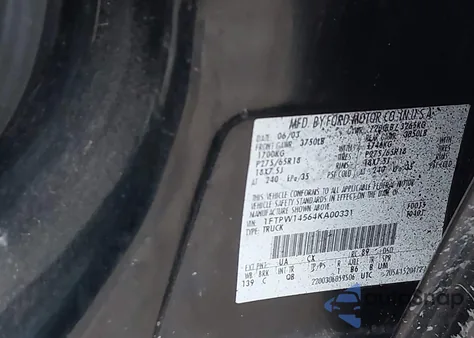 2004 Ford F-150 Fx4/Lariat/Xlt из США, поврежденный, VIN 1FTPW14564KA00331